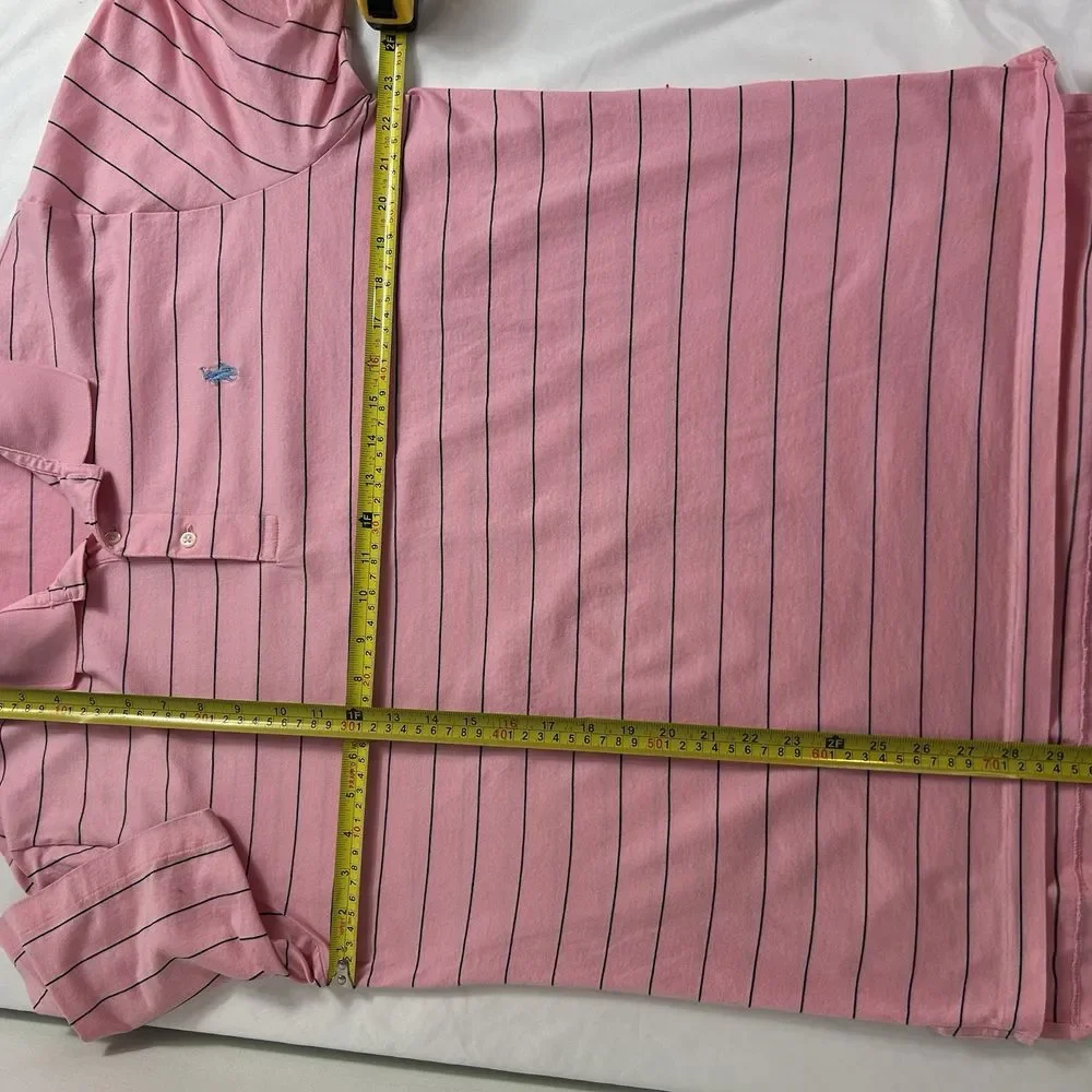 Polo‎ Ralph Lauren Pink Striped Polo Shirt Short Sleeves Pima Cotton Size Large